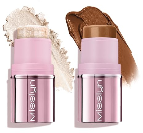 Misslyn | Multi Stick Contouring Viso per Labbra Occhi e Guance, Fard in Crema Illuminante e Idratante - Set Due Stick