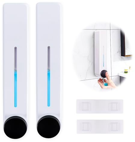 Seifenspender Wandmontage, Soap Dispenser Wandbefestigung Ohne Bohren 450ml, Badezimmer Duschgel Shampoo Spender Spülmittelspender für Dusche, Händedesinfektionsmittel, Spülung, 2 Stück, Weiß