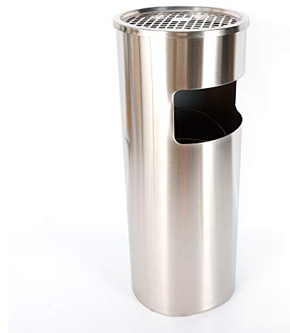 JINPRDAMZ 30L 2 in 1 Aschenbecher Standaschenbecher aus Edelstahl Entnehmbarem Aschebehälter mit Mülleimer und Inneneimer, Stehaschenbecher für Draußen und Innen, 25x25x62cm, Silber
