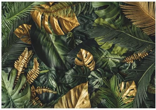 WallArena Vlies Fototapete, Blätter, 250x175cm | Fototapeten - Tapeten - für Wohnzimmer Schlafzimmer - Vliestapete Wandtapete Tapete 3D Effekt- inkl. Kleister
