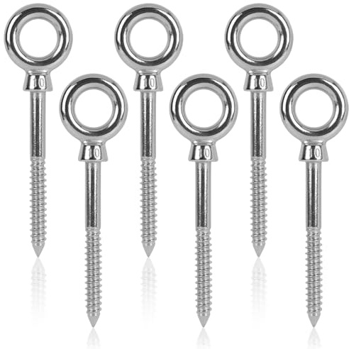 EFUTURETIME 6 x Ringschraube M10 x 100mm Holzgewinde, Schraubhaken | Ösenschraube Augbolzen Edelstahl 304, Eye Bolt Heavy Duty