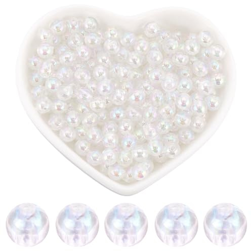 SOFPLATE 1000Pcs Clear Round Bead 6mm Acrylic Beads Bulk AB Color Small Smooth Spacer Bead jewellery Ball Loose Beads for jewellery Making Bracelets Necklaces Earrings Supplies DIY Crafting Beginners