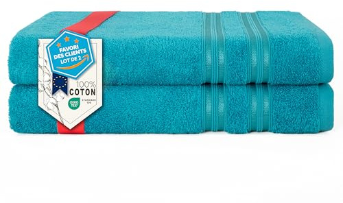 Hammetex Badetücher 2er Set 70x140 cm, Duschtuch, 100% Baumwolle Frottee | OEKO-TEX zertifiziert, weich & saugstark, Frottee, mit Aufhänger, Duschtuch & Saunatuch für Badezimmer & Sauna