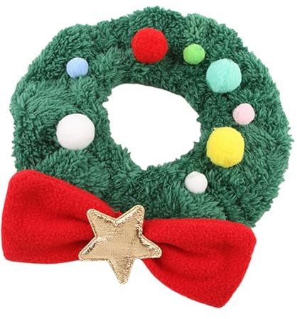 LIbgiubhy Weihnachtliches Haustierkostüm für Hunde und Katzen, Halsschmuck, Schleife, Halsband, Halskette, Haustier-Geburtstagszubehör, Hundehalsband, weiche Pompons