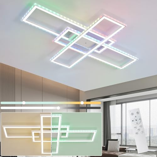 Homefire Deckenlampe LED Deckenleuchte Wohnzimmer RGB Farbwechsel Dimmbar | 50W Schwenkbar Wohnzimmerlampe mit Fernbedienung Schlafzimmerlampe Modern Flurlampe Deckenbeleuchtung für Kinderzimmer Büro