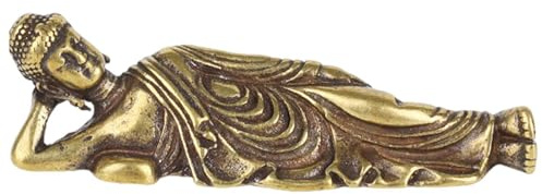 Estatua de Buda - Figura de Buda meditando Decoración para yoga, Escultura de Buda tumbado dorado vintage | Adorno de Buda de cobre elegante de latón liso dorado para espacios medit