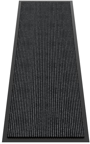 HOMEK Indoor Outdoor Door Mat | 60 x 180 cm Heavy Duty Doormat for Entryway, Non Slip Front Dirt Trapper, Commercial Floor Mat, Outdoor Entrance Rug, Grey
