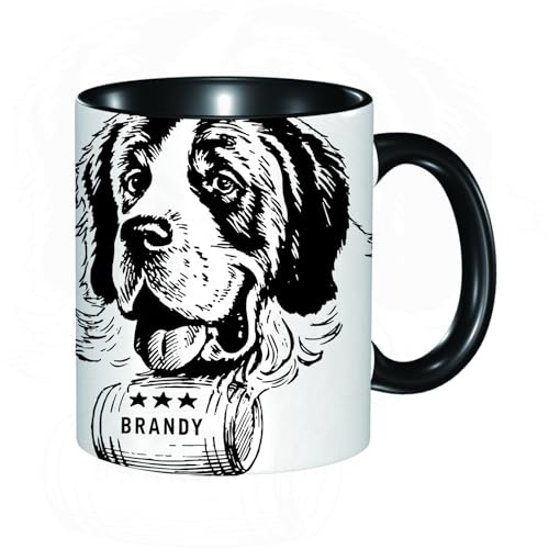 HRRASFAZF Tasse à Café | Tasse Céramique Fine | Cadeau Original | 330ml | Mug avec Anse | Cadeau Original pour Homme et Femme | Décor de Man Cave, croquis de Saint-Bernard Rou