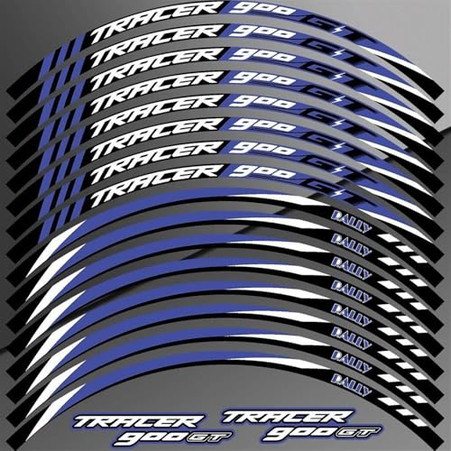 YYTEMD Adesivi per Cerchioni Set di Adesivi per Cerchi da 17 Pollici per Moto, Protezione per Cerchio Riflettente, Adesivo Impermeabile per Y&amaha per Tracer 900 GT(Blu)