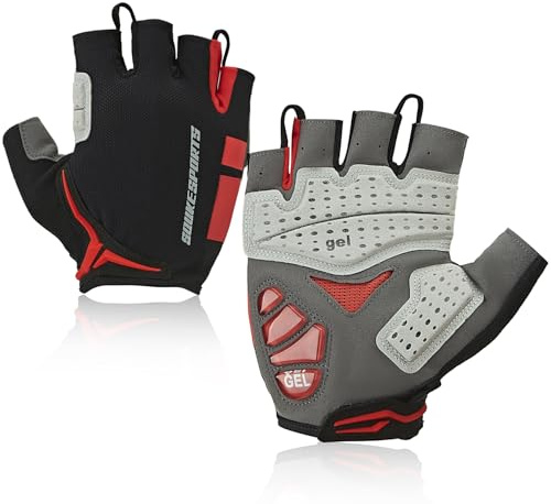 Souke Sports Mens Cycling Gloves with Gel Pads Half Finger Bike Gloves Lightweight Anti-Slip Shock-Absorbing for MTB Road Biking
