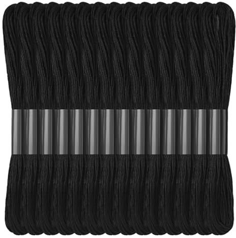 14 Knäuel schwarze Stickgarne, 120 Meter, Freundschaftsarmbandschnur für Anfänger, Sticktwist für DIY-Armbandherstellung