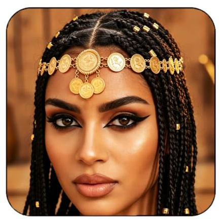 Fashband Goldene Pailletten-Kopfkette, Boho-Kopfschmuck, Haarketten, Festival-Kostüm, Haarschmuck für Frauen (G-B, Einheitsgröße)