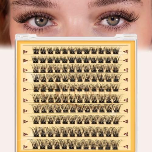 QUEWEL Selbstklebende-Wimpern 120STK kein Kleber erforderlich (DDH-MJ02) | Cluster Lashes Müheloses Auftragen für Anfänger, Wimpern Selbstklebend Geeignet für den Alltag oder gesellige Zusammenkünfte.