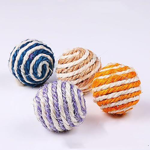 Balle en sisal pour chat - Jouet auto-salué pour soulager l'ennui - Bâtons de chat - Résistants aux dents - Fournitures pour chatons - Pour tirer 1, tirer 3
