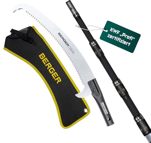 BERGER ArboRapid Set 76449 | Teleskop Astsäge für Profis | Teleskopsäge | 4,70m Arbeitshöhe | Hochentaster aus Carbon | Baumsäge mit Tasche & Aufsatzsäge | Astsäge Teleskop zertifiziert & geprüft