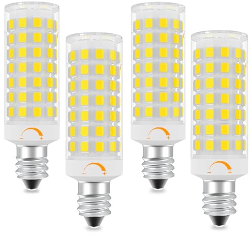 TAIYALOO E11 LED Bulb 50W Halogen Candelabra Bulbs Equivalent Dimmable, T3 T4 Mini Base JDE11 Bulb, 5W 500LM Natural White 4000K, E11 120V 50W for Ceiling Fans, Chandeliers, Cabinet Lighting, 4Pack