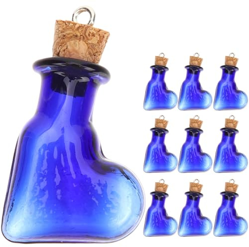 Uonlytech Set da 10 Piccole Bottiglie di Vetro Blu con Tappo in Sughero, Barattoli Decorativi Miniatura per Bomboniere, per Lavori Artigianali e Decorazioni per Feste