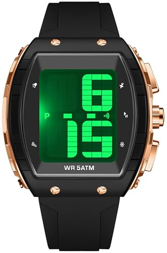 findtime Sprechende Uhr mit Großen Digital Zahlen für Sehbehinderte Blinde Menschen, Senioren Schwarz Armbanduhr Leicht zu Lesen Schwarz Rosegold