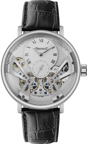 Ingersoll The Tennessee Herren-Automatikuhr, 45 mm, mit skelettiertem Doppelunruh-Zifferblatt und Lederarmband