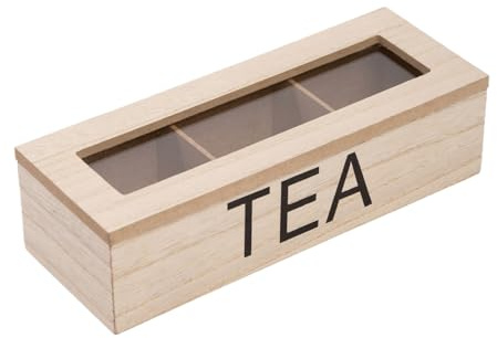 de madera para bolsas de té, contenedor para bolsas de té, soporte dividido con compartimentos, para paquetes de té, accesorios de almacenamiento de té de diseño vintage para dormitorio