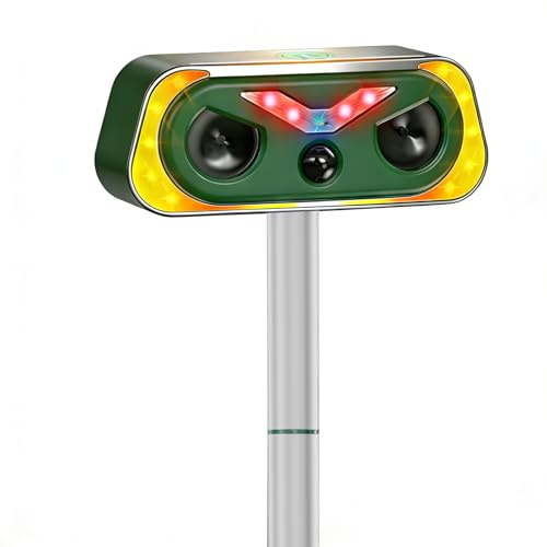 Répulsif Chat Ultrason, Repulsif Chat Exterieur 2 Modes, IP68 Imperméable, Répulsif pour Chats Solaire avec LED Détecteur pour Anti Chats Chiens Souris Ratons Animaux de Jardin