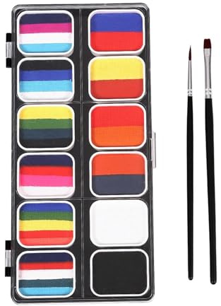 osiuujkw Kids Face Body Paint Kit Includes 12 Washable Colors Safe For Skin With Easy To Brushes Parties And Halloween Children Face Body Paint Kit 12 Colors Washable