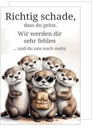 Edition Seidel Premium XXL Maxi Glückwunschkarte zum Abschied mit Umschlag Format DIN A4. Abschiedskarte Grußkarte Karte Spruch Ruhestand Jobwechsel Tschüss Mann Frau Kollegen Otter cool (A4-AS1014)