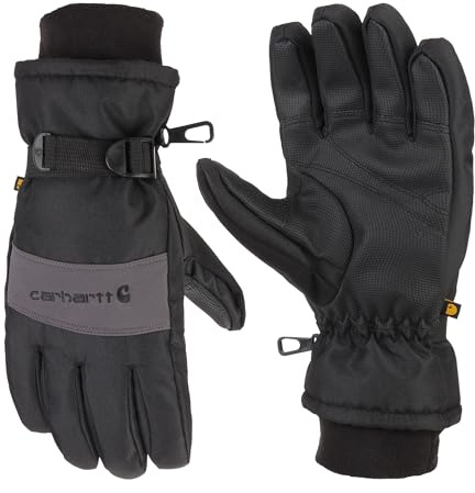Carhartt Men's Waterproof Insulated Knit Cuff Glove, Black Grey, X-Large