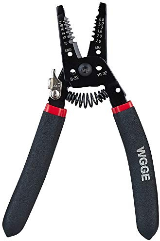 WGGE WG-013 Wire Stripper and Cutter 7'',Cuts, strips wire and loops 10-20 AWG Solid and (0.8-2.6mm) Stranded