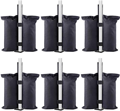 TESSLOVE Sacs de Poids de qualité Industrielle, Sacs de Sable pour Pieds de Tente Pop-up, Parasol, Meubles d'extérieur (Sacs Seulement, Sable Non Inclus) (6 pièces, L, Noir)