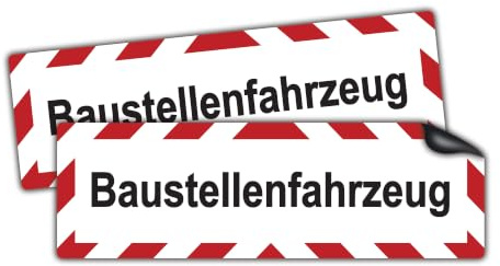 STROBO 2 Stück Baustellfahrzeug Magnetschilder 45 x 15 cm | Warntafel für Fahrzeuge als Magnet | UV-Schutz, Wind- und Wetterfest
