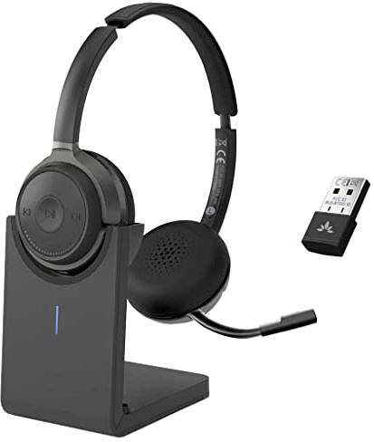 Avantree Alto Clair 2 - Multifunctional Bluetooth Headphones & Detachable Noise-Filtering Mic with Wired & Wireless Headset Modes, Dual Link Connectivity for PC, Computer & Phone, Clear Calls Anywhere