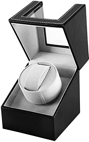 DRAIGERWAY Automatische Uhrenbeweger Box Single Uhrenbeweger PU Leder Uhrengehäuse mit leisem Motor Batteriebetrieb Oder Netzteil für Automatikuhren, Nero 125b-dgw, Classico