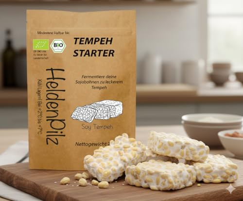 Cultivo de Tempeh (Polvo de Tempeh) Rhizopus Oligosporus - ¡Hasta 75 KG de Tempeh hecho en casa! Elaboración de Tempeh casero (Cultivo de Tempeh 75g)