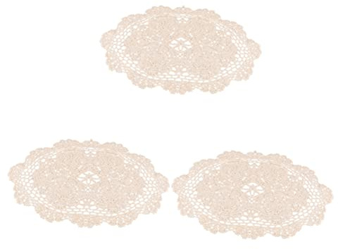 Abaodam 3 Piezas Mantel Tapete De Copa De Ganchillo Tapetes De Mesa De Algodon Almohadilla De Taza De Tapetes Alfombrilla De Escritorio Decoraciones De Mesa Algodón Estera Romántico