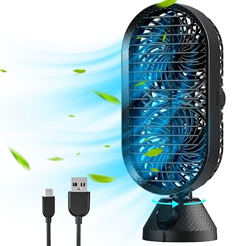 OUILA Tischventilator Kleiner Ventilator Mobiler Turmventilator Ø 28 cm Ventilator Leise mit Stufenlose Geschwindigkeitsregulierung Tragbarer usb Tower Fan Ventilator für Schlafzimmer Büro Küchen