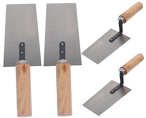 DOITOOL 4stücke Spachtel Bauspachtel Gipskellen Maurerkelle Putzkelle Glättekelle Holzgriff Edelstahlklinge Formspachtel Zement