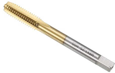 CoCud Rosca Fresado Machos Métrico M8 X 1.25 Rosca Recubrimiento Titanio Máquina 3 Flautas Rectas Herramienta Roscado (Aplicaciones: para Taladro Roscado) 1 Ud