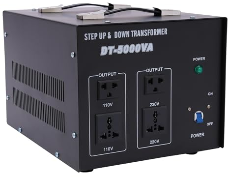JINPRDAMZ Transformador de tensión 5000 W, núcleo toroidal 110 V a 220 V, 220 V a 110 V, convertidor step up/abajo 4 enchufes