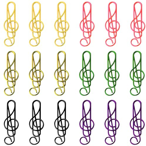 Paper Clips Note Musical Motif, 50 pcs, Musical Notes Paperclips Colourful, Binder Clips Dispenser, Colourful Paper Clips for Desk Office School Photo Bookmark