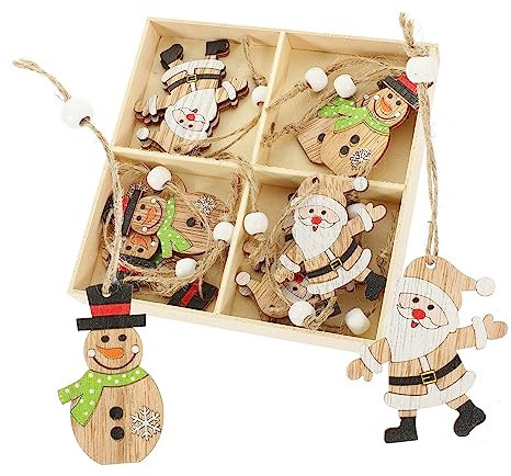 TOPBATHY 12stücke Holz Weihnachten Hänge Dekoration Baum Ornament Xmas Party Schmuck Hängedeko Weihnachtsdeko