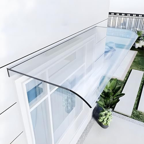 Auvent Porte D'entree, Marquise de Porte Exterieur, Plaque Polycarbonate Moderne, Protection Contre Pluie et UV, Avant Porche Ombre Extérieure Toit Terrasse (40x80cm/15.7x31.4in)