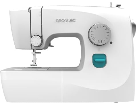 Cecotec Macchina da Cucire 15 Punti BelleCouture 1500. Asola Manuale in 4 Tempi, Regolatore di Asola, Tensione del Filo Regolabile e Kit di Accessori, Compatta e Portatile
