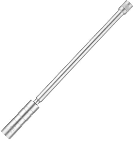 16mm Spark Plug Socket, Long Rod Thin Wall Universal Joint Spark Plug Wrench, 3/8 Magnetic 360° Swivel Driver Set 12 Point Magnetic Spark Plug Socket Wobble Removal Tool for Auto Cars Motorbike