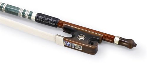 Professioneller Geigenbogen 4/4-1/8 Grüner Sandelholz-Geigenbogen Schachtelhalm-Hornbogen Froschfarbe Muscheleinlage Spielbar(1/2)