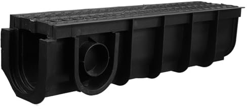 Angoily Heavy Duty U-förmiger Entwässerungsrinne Mit Kunststoffrost Schwarz Für Effiziente Außenentwässerungssysteme