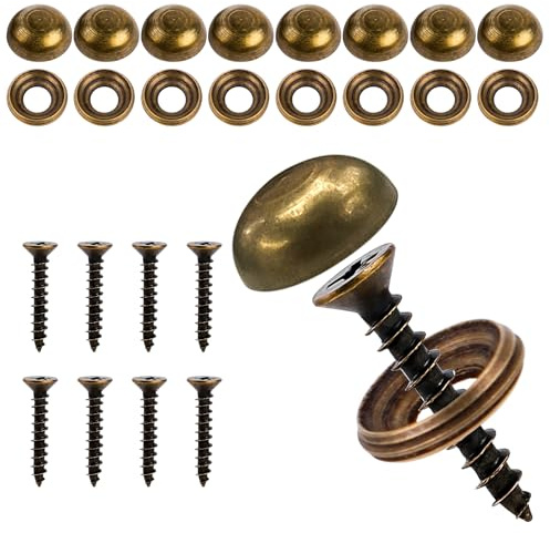8 PCS Brass Decorative Screws with Caps, 15mm/0.59in Self-Tapping Brass Screws for Mirror, Furniture, Cabinet Door, Window Fixing