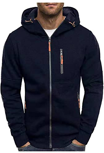 Sudadera Hombre Cremallera Deportiva Chaqueta De Hombre Invierno Polar Entretiempo Casual Hoodie Sudadera Ropa De Trabajo Termicas Básica Sueter Sweatshirt(Marina de Guerra,M)