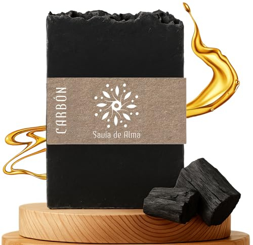 Sapone Artigianale e Vegano al Carbone Attivo – Saponetta Naturale, per Viso, Mani e Corpo | Detox e Biodegradabile | Fatto in Spagna con Ingredienti Naturali | 100 g (1, Carbone Attivo)