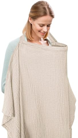 Amningsskydd – 360° bomullsmatningssjal, privat bomull amningsskydd poncho, täckning andningsbara bekväma amningsskydd | amningskläder poncho för privat mamma utomhus amning